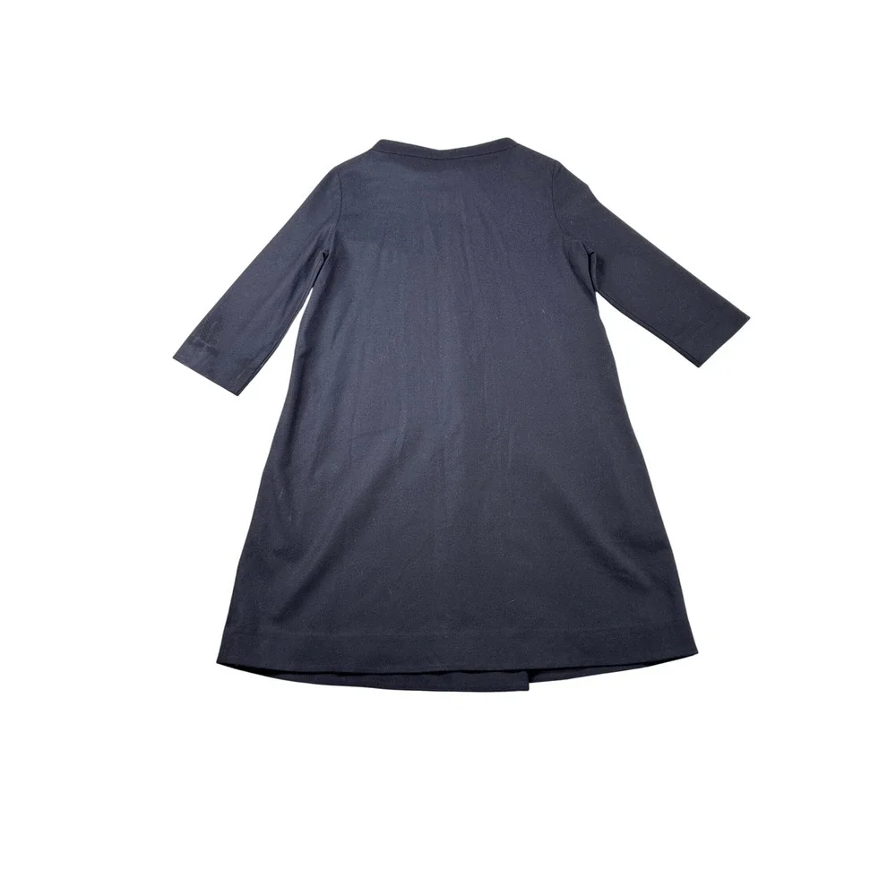 COS Navy Blue Wool Blend A-Line Shift Dress 3/4 Sleeve Boat‎ Neck Size 6